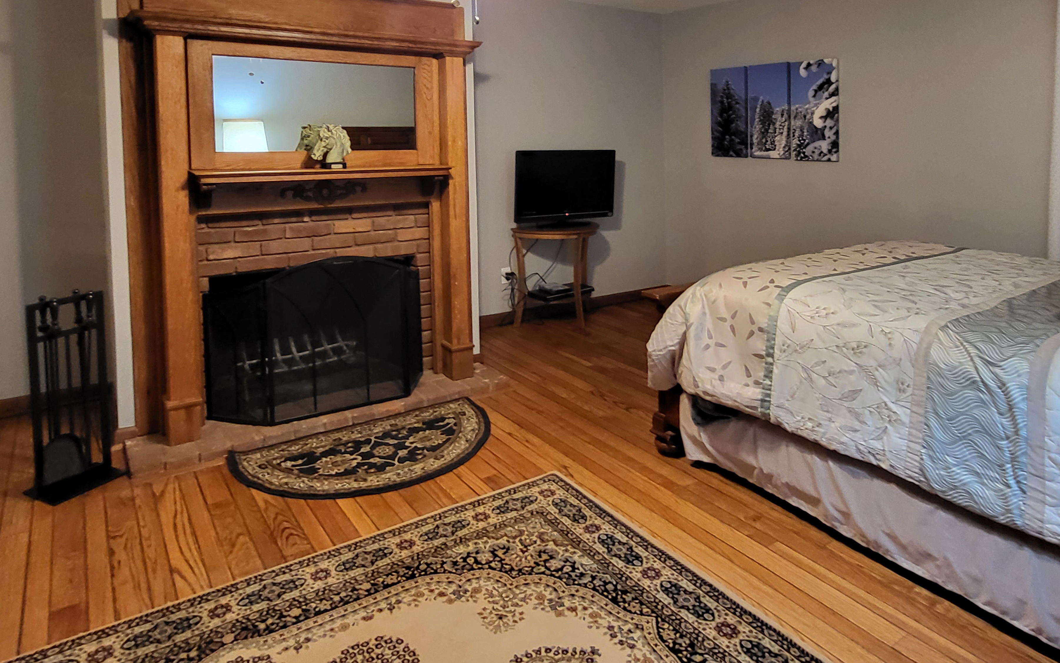 Bedroom 3 fireplace view